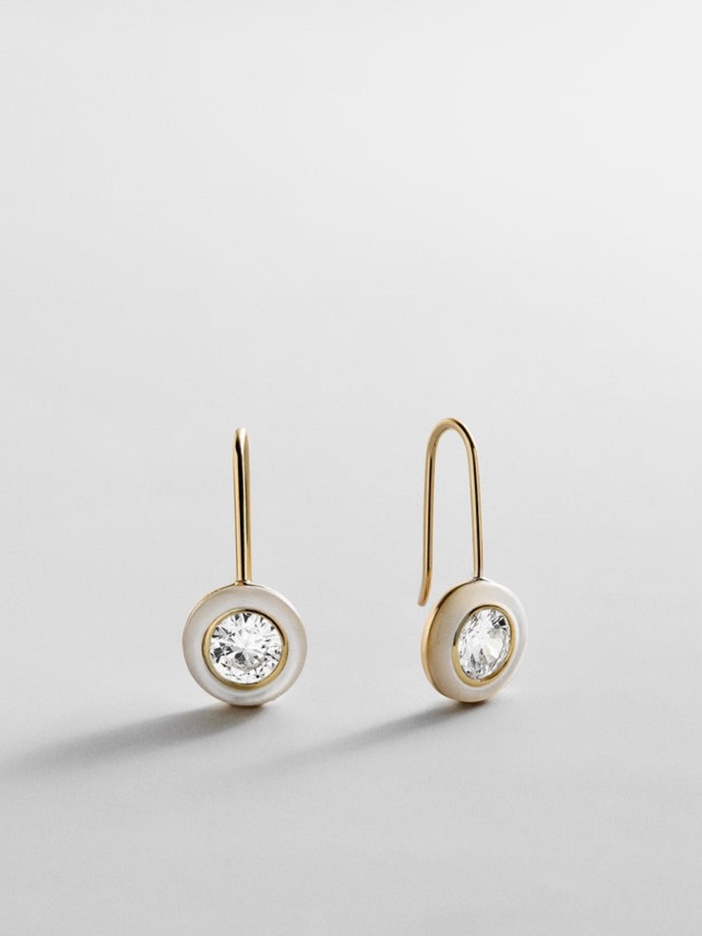 Baublebar Fallon 14K Gold Semi-Precious Earrings White Quartz and Gold NEW